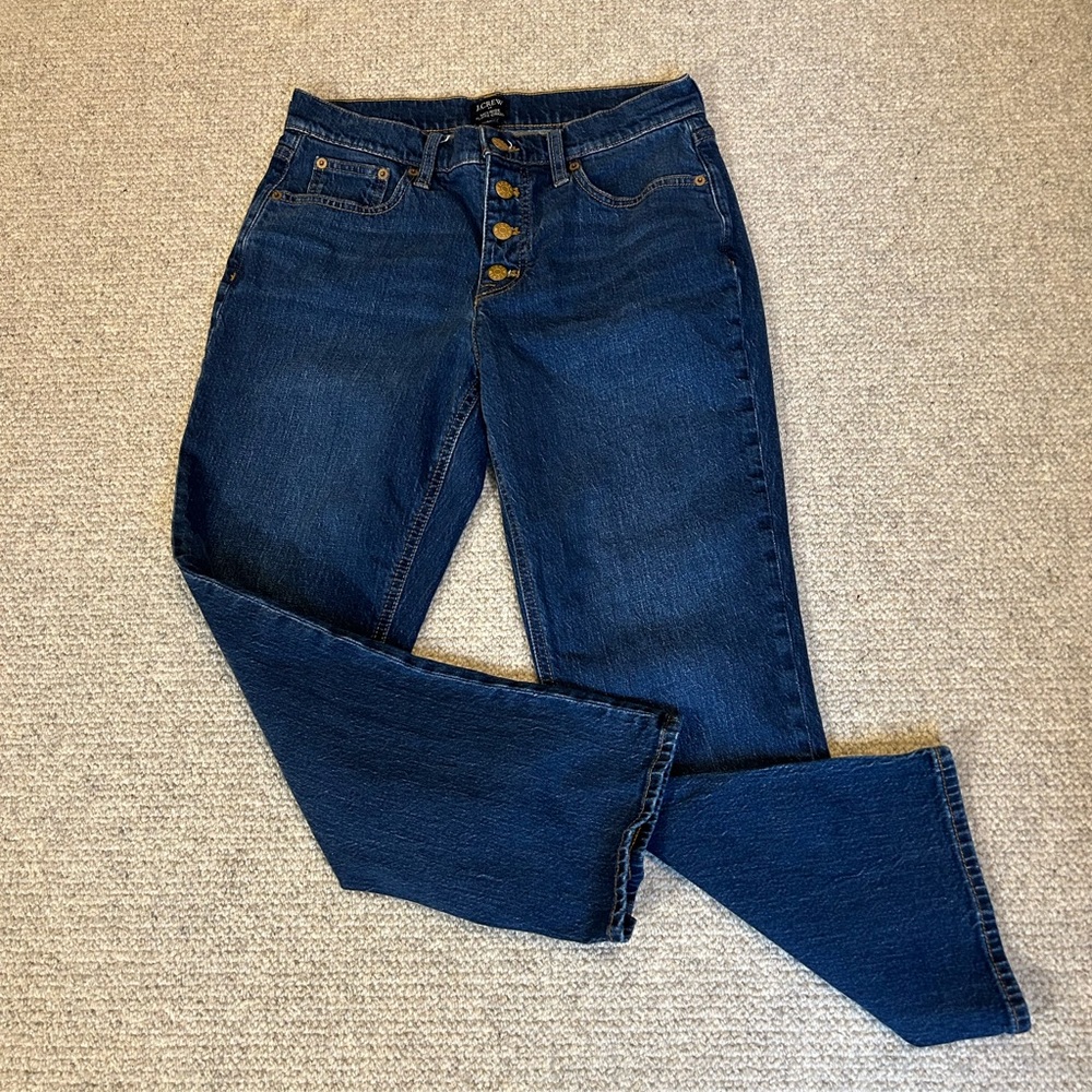 J.Crew Jeans Womens‎ 28 Mid Rise Flare Crop Button Fly Dark Blue